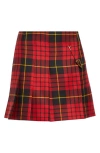 Alexander Mcqueen Tartan Pleated Pin Detail Wool Miniskirt In Red-black-yellow