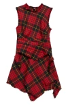 Alexander Mcqueen Multicolor Distressed Plaid Wool Minidress In Red-black-yellow