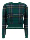 Alexander Mcqueen Tartan Ruffled Sweater In Green