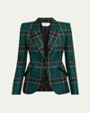 Alexander Mcqueen Single-breasted Wool Tartan Jacket With Peak Lapels In Green