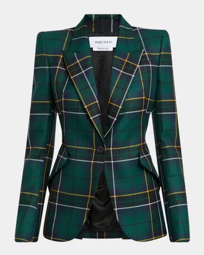 Alexander Mcqueen Mcqueen Tartan Peak Shoulder Wool Blazer