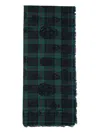 Alexander Mcqueen Tartan Skull Scarf Rectangular Fringed In Black