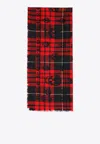 Alexander Mcqueen Tartan Skull Wool Scarf In Red