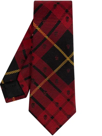 Alexander Mcqueen Tartan Tie In Red