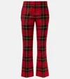 Alexander Mcqueen Tartan Wool Flared Pants In Red