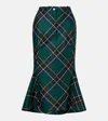 Alexander Mcqueen Wool Tartan Flared Skirt With Belt Loops In Multi