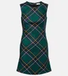 Alexander Mcqueen Tartan Wool Minidress In Green