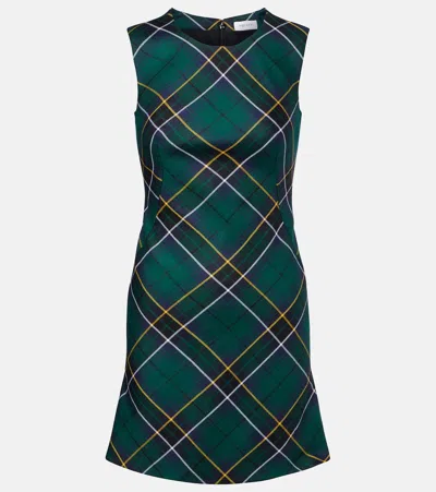 Alexander Mcqueen Tartan Wool Minidress In Green