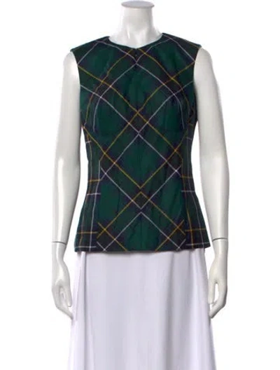 Pre-owned Alexander Mcqueen Tartan Wool Top In Green
