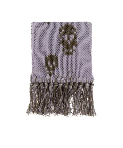 Alexander Mcqueen Skull-motif Fringed Scarf In Multi