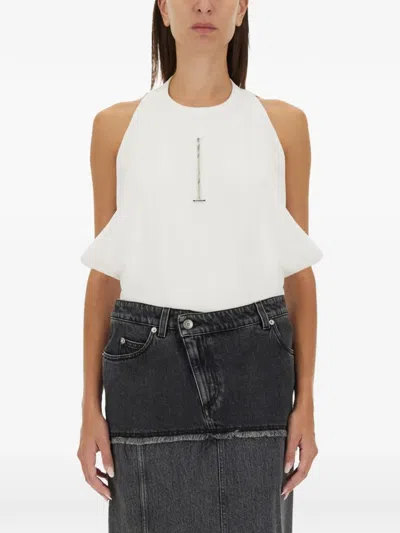 Alexander Mcqueen Draped Ribbed Tank Top In White