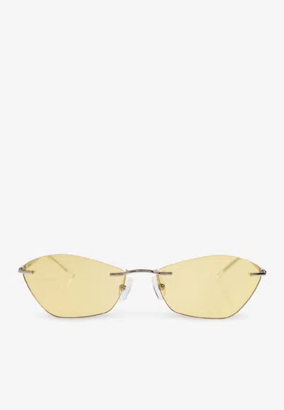 Alexander Mcqueen T-bar Slim Geometric Sunglasses In Yellow