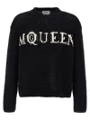 Alexander Mcqueen Logo Crewneck Cotton Sweater In Black