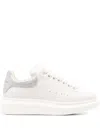 Alexander Mcqueen Oversized Sneakers With Textured Silver Heel Tab Shoes In White