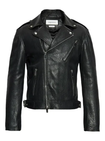 ALEXANDER MCQUEEN TEXTURED LEATHER BIKER JACKET