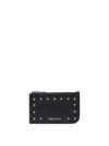 Alexander Mcqueen Textured Leather Wallet With Metallic Studs In Black