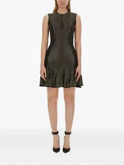 Alexander Mcqueen Textured Mini Dress In Black