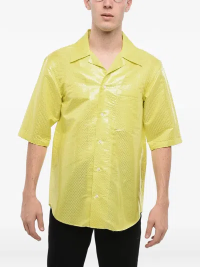 Alexander Mcqueen Textured-finish Short-sleeve Shirt In Yellow