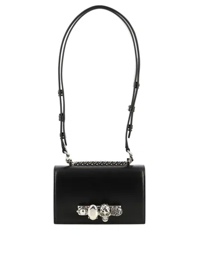 Alexander Mcqueen The Biker Mini Jewelled Crossbody Bags In Black