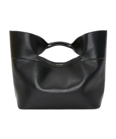 Alexander Mcqueen The Bow Large Leather Tote Bag In Black