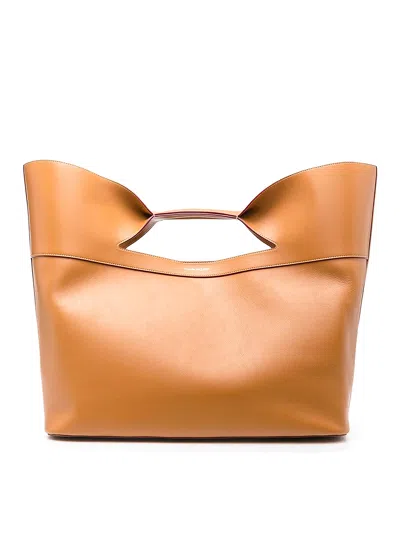 Alexander Mcqueen The Bow Large Leather Tote Bag In Brown