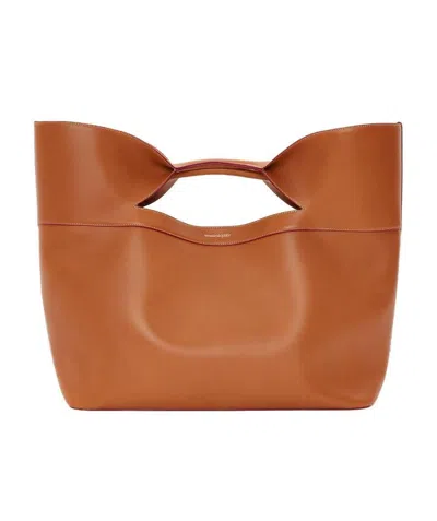 Alexander Mcqueen The Bow Leather Tote Bag In Brown