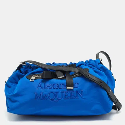 Pre-owned Alexander Mcqueen The Bundle Blue/black Leather And Nylon Shoulder Bag