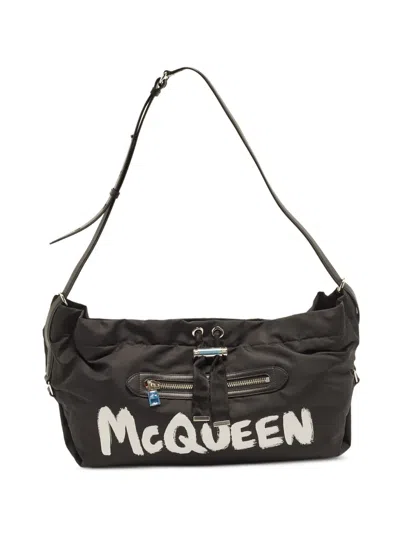 Pre-owned Alexander Mcqueen The Bundle Graffiti Shoulder Bag In Black