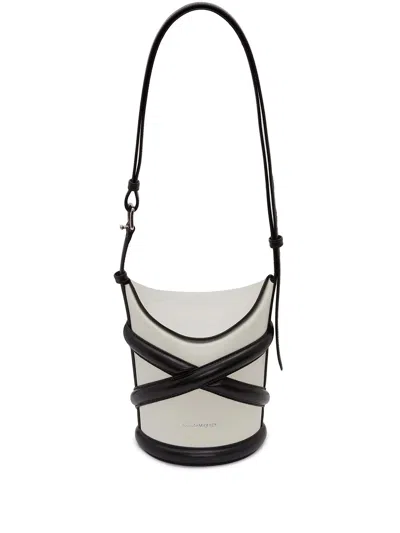 Alexander Mcqueen The Curve Two-tone Leather Bucket Bag In Neutral