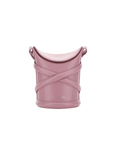 ALEXANDER MCQUEEN DARK PINK LEATHER THE CURVE BUCKET BAG