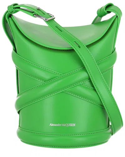 Alexander Mcqueen The Curve Embossed Cylindrical Shoulder Bag In Green