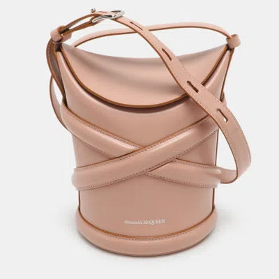 Pre-owned Alexander Mcqueen The Curve Dusty Pink Leather Bucket Bag