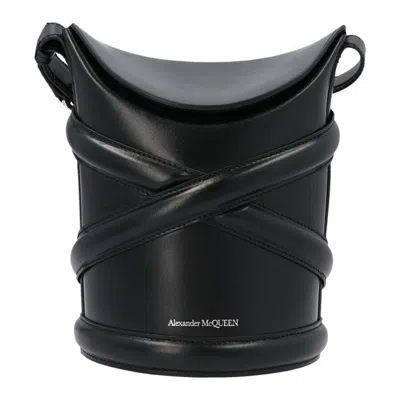 Alexander Mcqueen Black Leather The Curve Bucket Bag