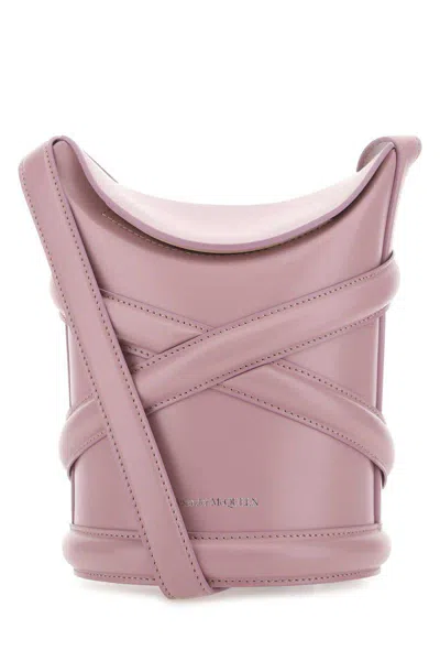 Alexander Mcqueen Dark Pink Leather The Curve Bucket Bag