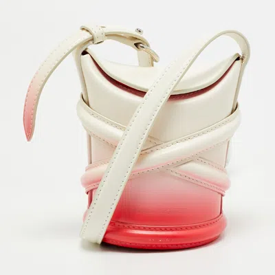 Pre-owned Alexander Mcqueen The Curve Micro Ombre Red/white Leather Bucket Bag