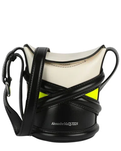 Alexander Mcqueen The Curve Mini Leather Bucket Bag In Black
