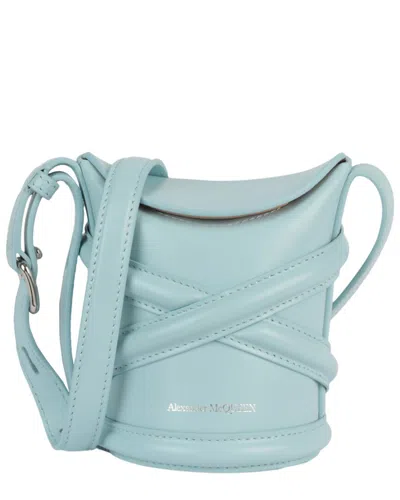 Alexander Mcqueen The Curve Mini Leather Bucket Bag In Blue