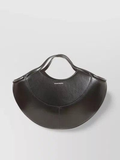 Alexander Mcqueen The Curved Leather Strap Bag In Black