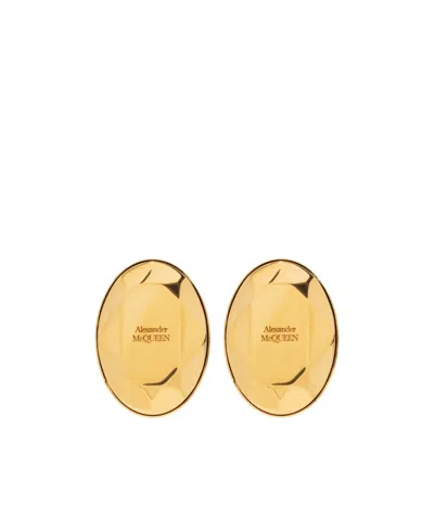 Alexander Mcqueen The Faceted Stone Stud Earrings In Gold
