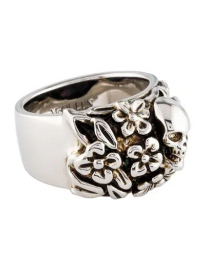 Pre-owned Alexander Mcqueen The Floral Skull Ring In Multi