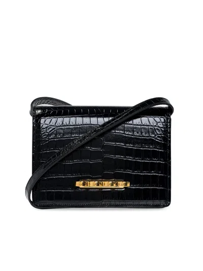 Alexander Mcqueen Mini Four Ring Crossbody Handbag In Black