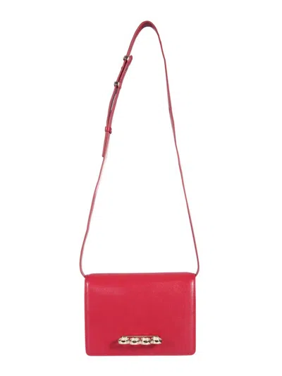 Alexander Mcqueen The Four Ring Foldover Top Shoulder Bag In Red