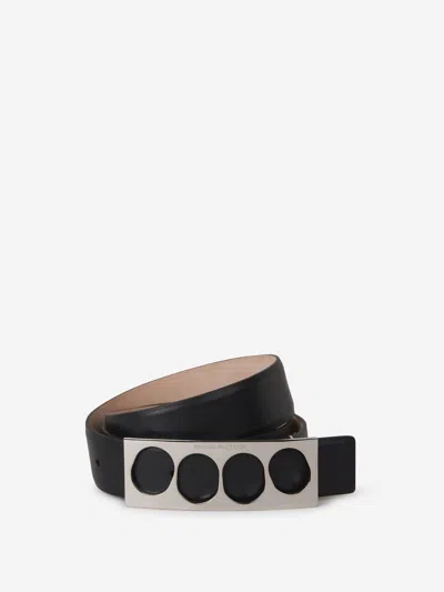 Alexander Mcqueen The Grip Buckled Belt In Calf Leather In Black