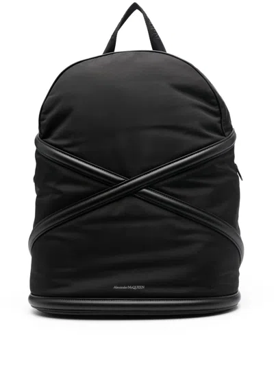 Alexander Mcqueen The Harness Logo Backpack In Black