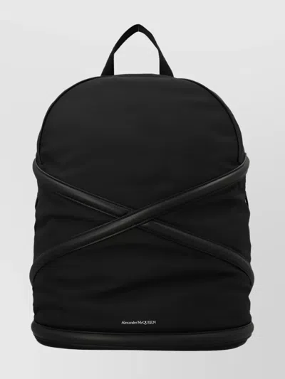 Alexander Mcqueen The Harness Logo Jacquard Backpack In Black