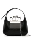 Alexander Mcqueen The Jewelled Hobo Leather Mini Bag In Black