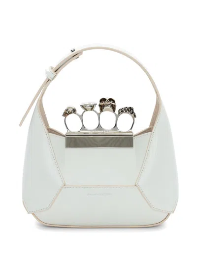 Alexander Mcqueen The Jewelled Hobo Mini Leather Shoulder Bag In White
