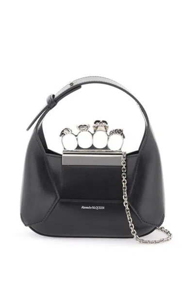 Alexander Mcqueen The Jewelled Hobo Mini Bag In Nero