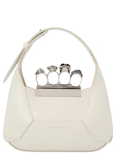 Alexander Mcqueen The Jewelled Hobo Mini Handbag In White
