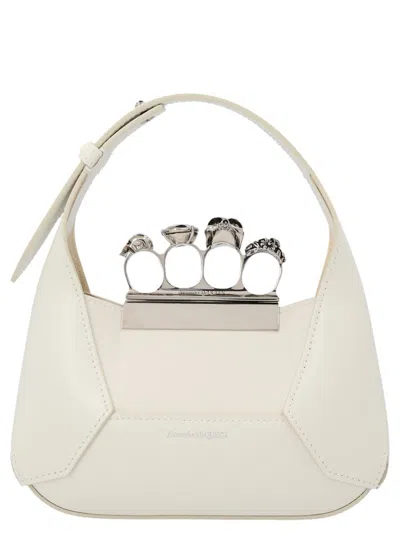 Alexander Mcqueen 'the Jewelled Hobo Mini' Handbag In White